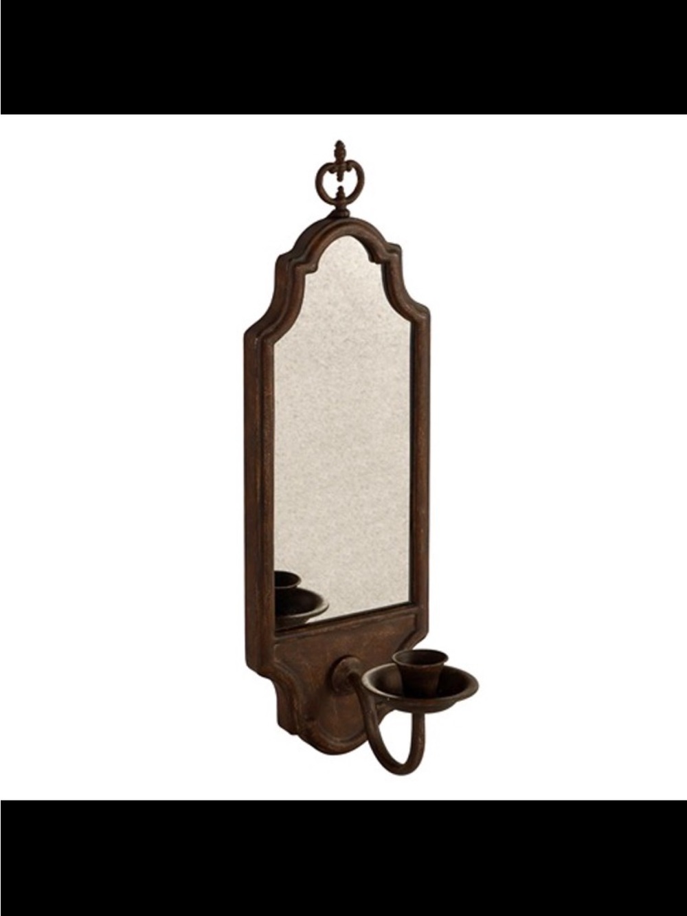 NEW!! Antique-Style Brown Wall Mirror with Candle Holder